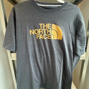The North Face Heather Gray T‑Shirt with Yellow Logo Print